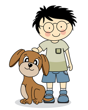 boy with his dogのイラスト素材