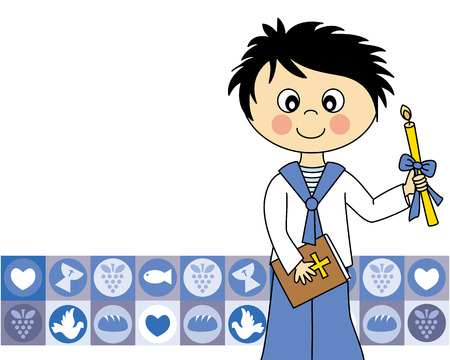 First Communion Invitation Card  boyのイラスト素材