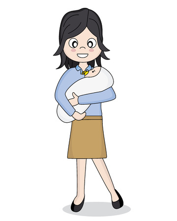 mother picking up her sonのイラスト素材