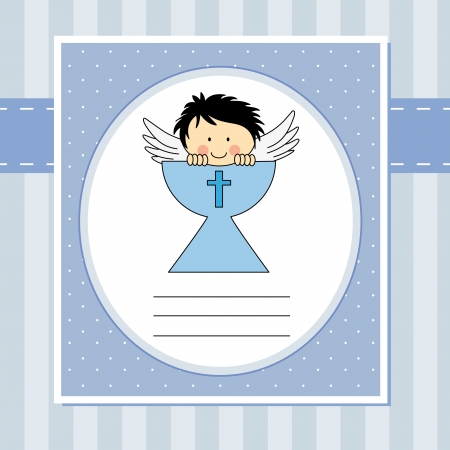 Boy first communion card  Angel in the holy grail  のイラスト素材