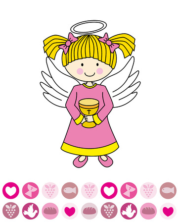 Girl first communion  Angel with a chaliceのイラスト素材