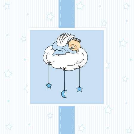 Baby boy in the holy grail  First communion cardのイラスト素材