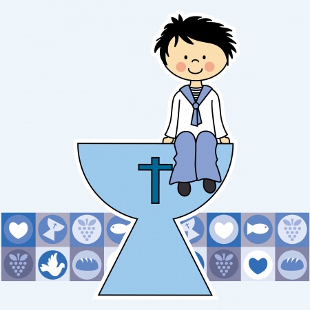 First Communion Invitation Card  boyのイラスト素材