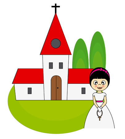 Girl first Communion Invitation Cardのイラスト素材