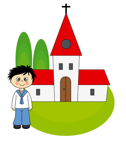 Boy first Communion Invitation Cardのイラスト素材