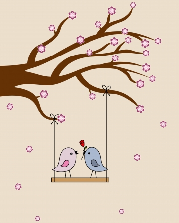 Card san Valentin  birds in love のイラスト素材