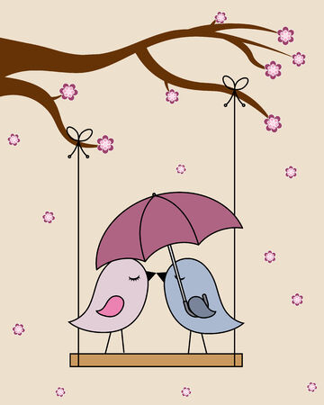 Card san Valentin  birds in love のイラスト素材