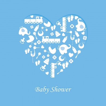 Baby boy birth card のイラスト素材