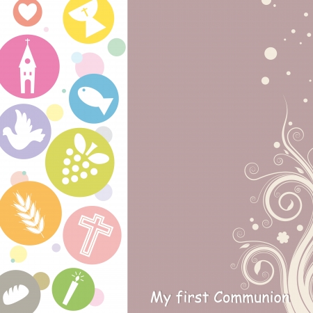 First Communion Invitation Cardのイラスト素材
