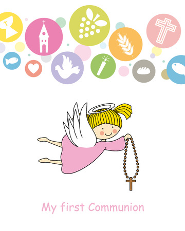 first communion card  Angel のイラスト素材