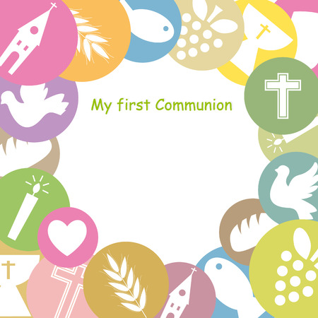 First Communion Invitation Cardのイラスト素材