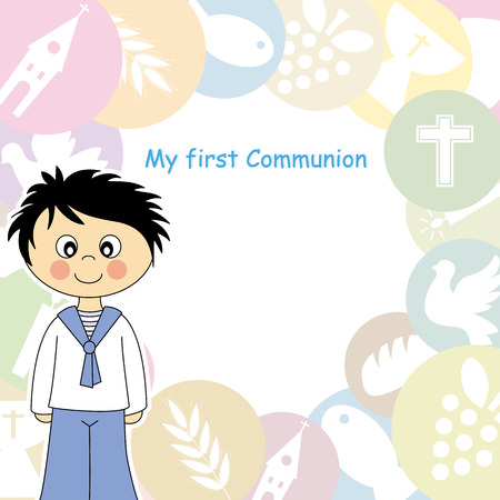 Boy First Communion Invitation のイラスト素材