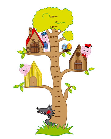 Bumper children meter wall  the three little pigs and the wolfのイラスト素材
