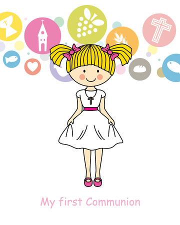 Girl First Communion のイラスト素材