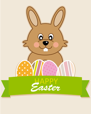 rabbit with easter eggsのイラスト素材