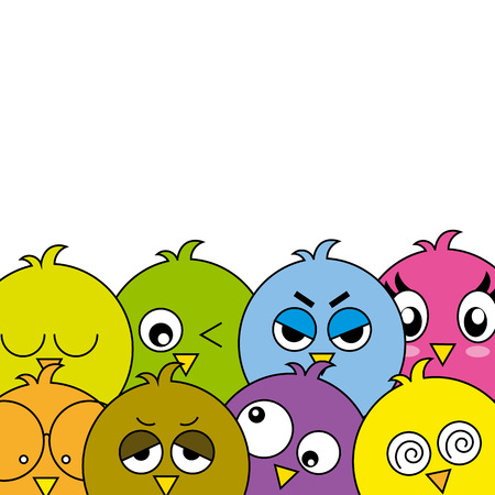 Funny birds cardのイラスト素材