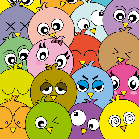 Funny birds cardのイラスト素材