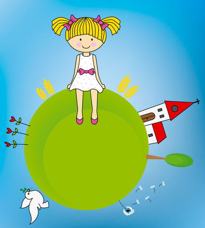 First Communion girl  Invitation Card のイラスト素材