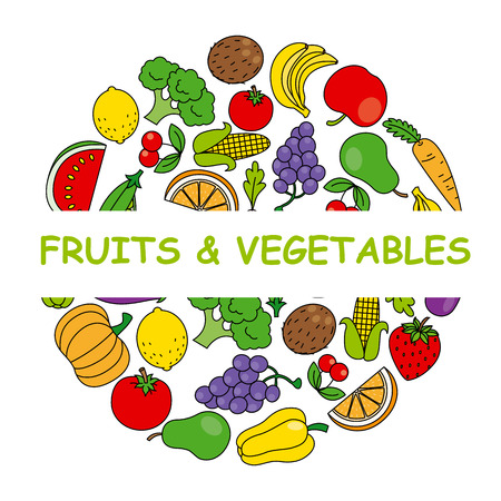 fruits and vegetablesのイラスト素材