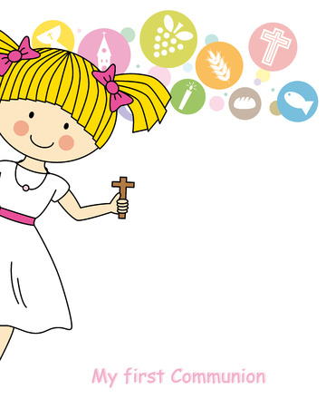 Girl First Communion のイラスト素材