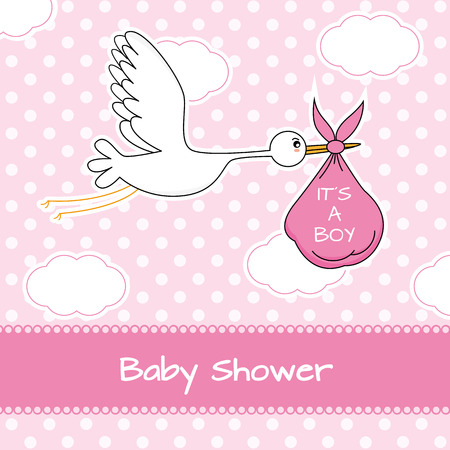 Baby girl arrival announcement card のイラスト素材