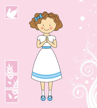 Girl First Communion のイラスト素材
