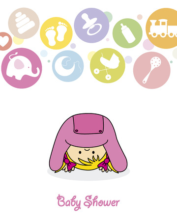 Baby girl arrival announcement cardのイラスト素材
