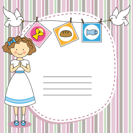 First Communion Invitation Card  Girl のイラスト素材