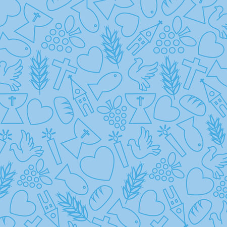 Blue background with communion iconsのイラスト素材