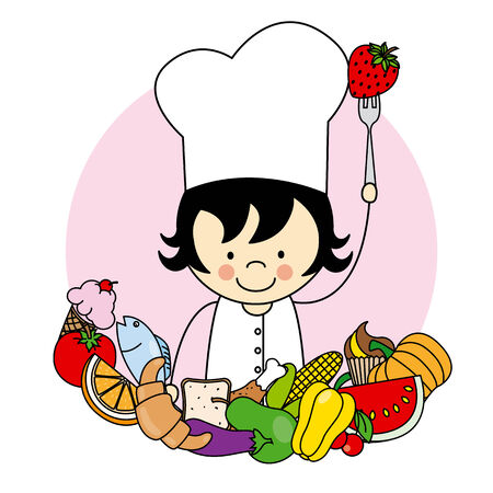 girl with healthy foodのイラスト素材