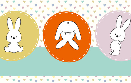 cute bunnys greeting cardのイラスト素材