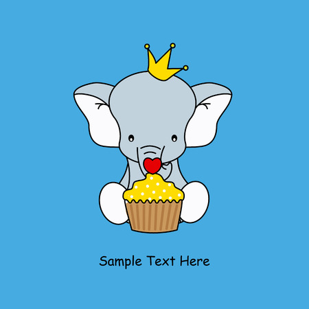 Greeting card  elephant with a muffinのイラスト素材