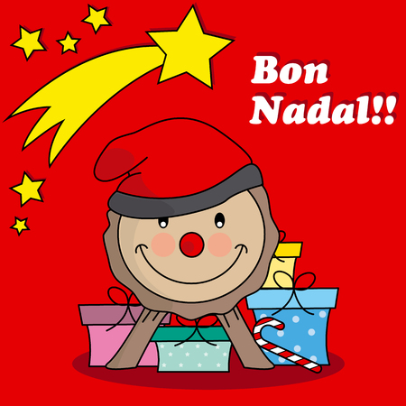 Caga tio  Traditional Christmas Celebration in catalunya のイラスト素材