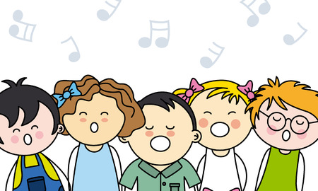 kids singingのイラスト素材