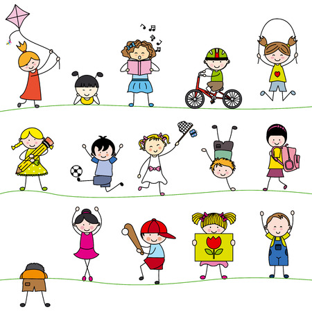 A group of little childrenのイラスト素材