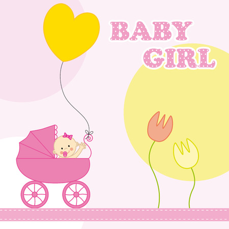 baby girl birthday cardのイラスト素材