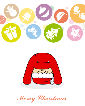 Christmas card. Baby dressed as Santa Clausのイラスト素材