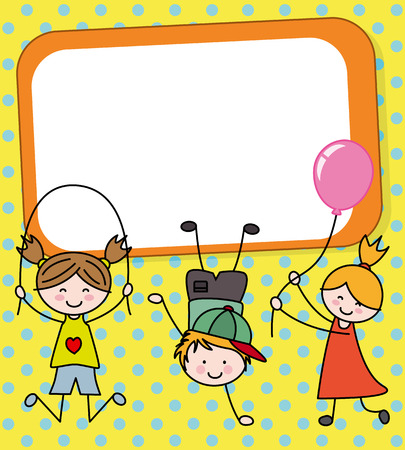children playing card. Space for text or photoのイラスト素材