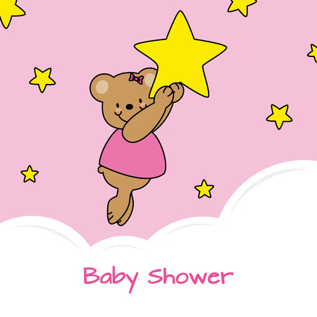 baby shower card. bear and starsのイラスト素材