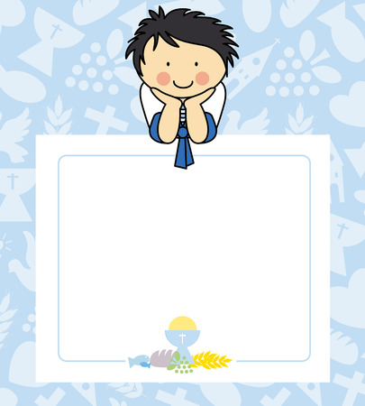 Boy first Communion cardのイラスト素材