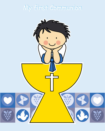 Boy First Communion cardのイラスト素材