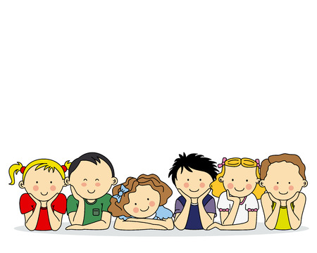 group of happy children. Space for text or photoのイラスト素材