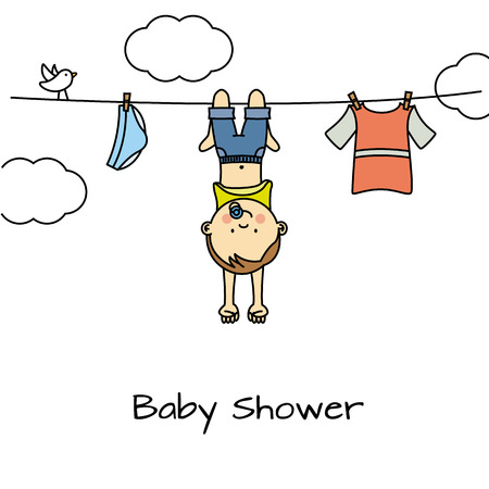 baby boy shower cardのイラスト素材