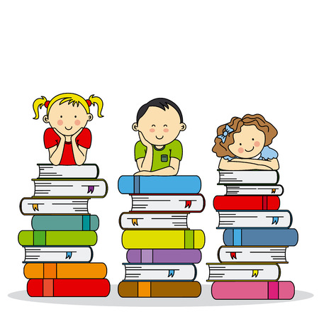 children and booksのイラスト素材