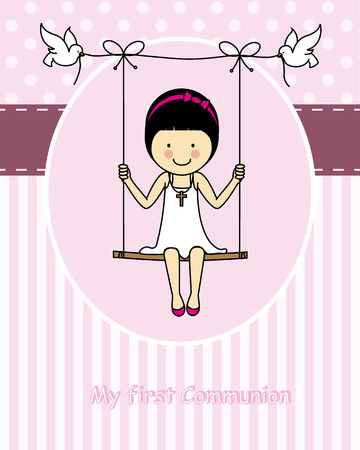 first communion card girlのイラスト素材