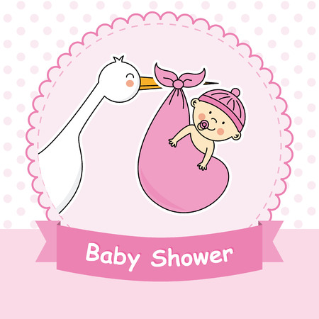 Baby girl arrival announcement cardのイラスト素材
