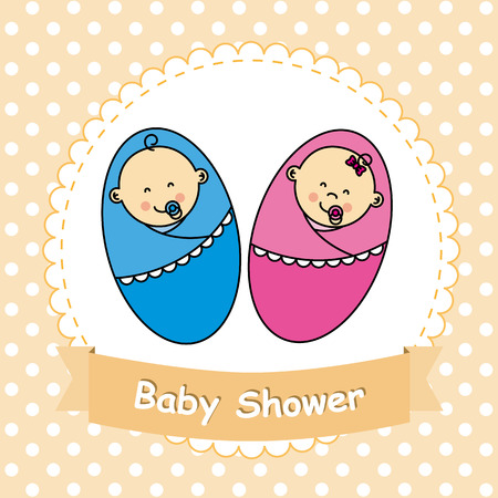 Twins baby showerのイラスト素材