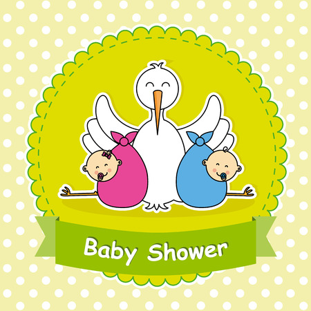 Twins baby showerのイラスト素材