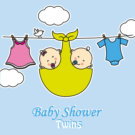 Twins baby shower.のイラスト素材