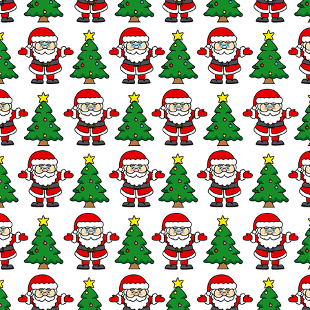 Christmas background. Santa Claus and Christmas treeのイラスト素材